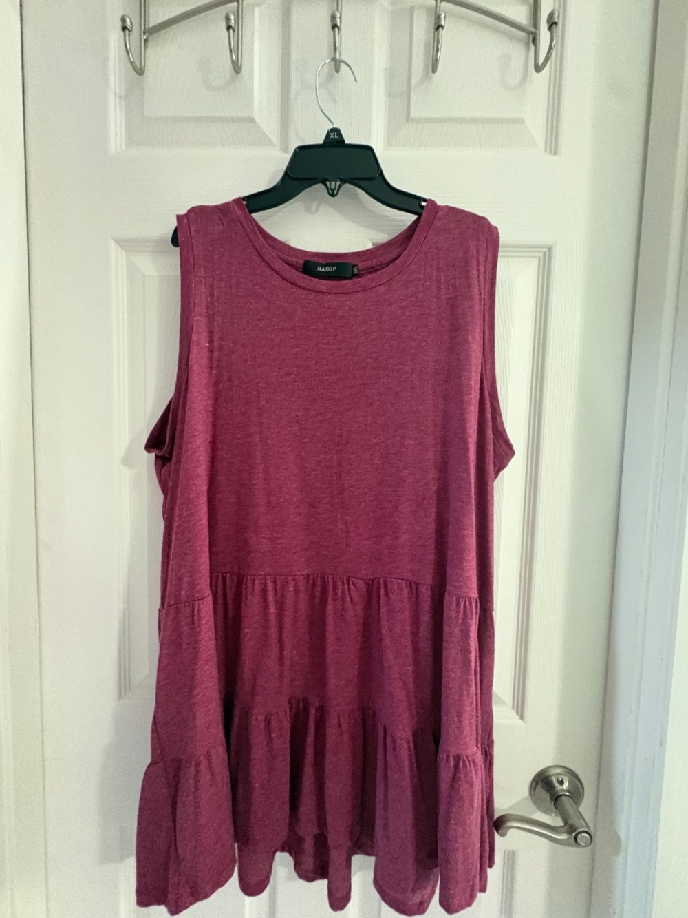 HAEOF Maroon Tiered Ruffle Sleeveless Tunic Top Women’s 2XL